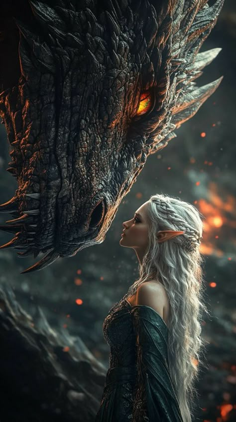 Powerful Dragon, Glowing Embers, Long White Hair, Magical Light, Dragon Artwork Fantasy, Silver Leaves, Amazing Wallpaper, Dragon Pictures, Dragon Rider