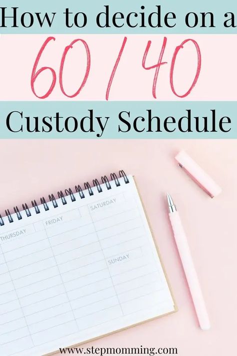 It can be overwhelming choosing a 60/40 custody schedule that will work best for your family. Here's an overview of schedules with pros/cons.#stepmomming #custody #60/40custody #blendedfamily Parenting Schedule Shared, Split Custody Schedule, Coparenting Schedule Template, Shared Custody Schedule, Custody Schedule Ideas, 50/50 Custody, Coparenting Schedule, Custody Schedule, Parenting Plan Custody