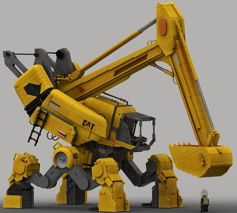 An elevated excavator. Heavy Vehicles, Construction Vehicle, Minecraft Excavator, Lego Construction Vehicles, Scifi Construction Vehicle, Lego Excavator, Sci Fi Aesthetic, Drag Line Excavator, Caterpillar Excavator