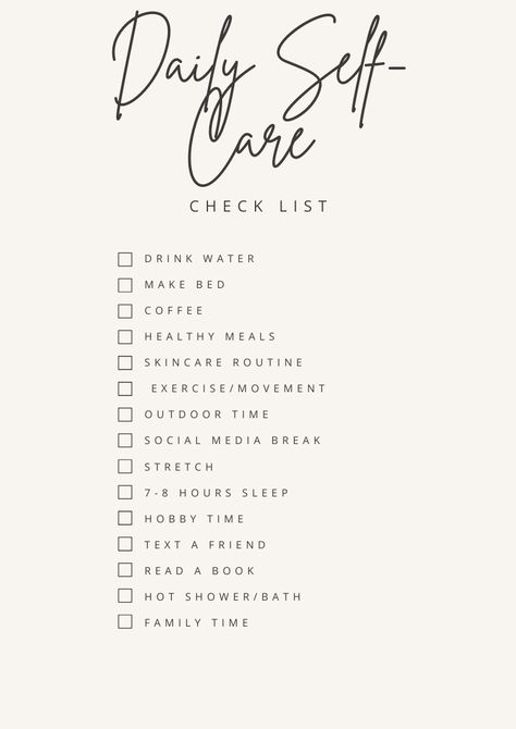 Physical Self Care Checklist, Daily Wellness Checklist, Self Care Regimen, Self Maintenance, Wellness Checklist, 8th Grade Tips, Daily Self Care Checklist, Daily Self Care, Prioritize Yourself