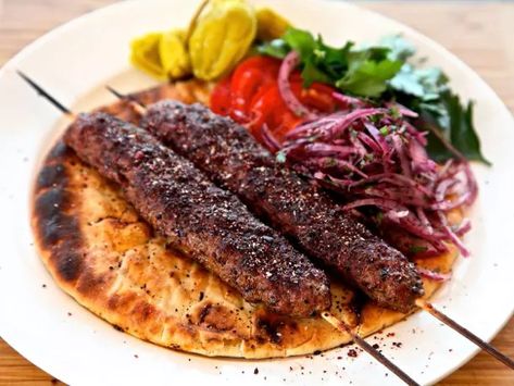 Adana Kebabs (Ground Lamb Kebabs) Recipe Lake Recipes, Lamb Kebab, Adana Kebab, Sumac Onions, First Of December, Ground Lamb Recipes, Arab Money, Sauteed Chicken Breast, Lamb Kebabs