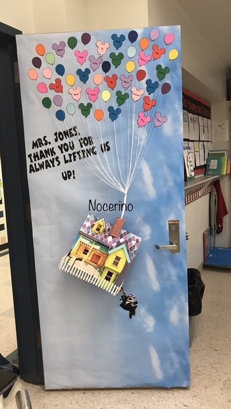 Disney Up Classroom Door, Disney Themed Classroom Doors, Disney Teacher Appreciation Week, Disney Inspired Classroom, Inside Out Door Decorations Classroom, Disney Teacher Door, Disney Teacher Appreciation Door, School Counselor Appreciation, Counselor Appreciation Week