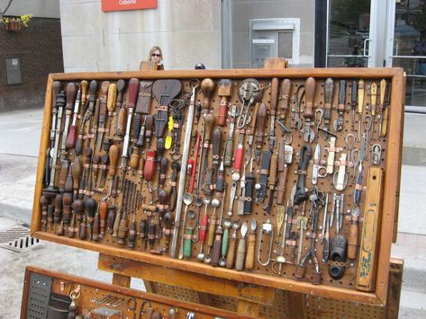 IMG_3819 | Antique tool collector and his display. Bizarrely… | Flickr Antique Woodworking Tools, Tool Storage Diy, Garden Angels, Antique Tools, Art Gallery Wallpaper, Old Tools, Vintage Tools, Woodworking Techniques, Tool Storage