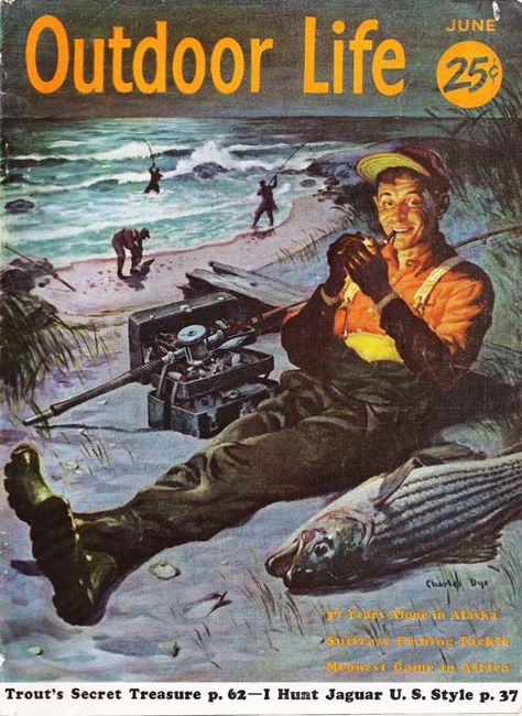 June 1956 Outdoor Life magazine cover. Outdoor Life Magazine Vintage, Outdoor Life Magazine, Fishing Magazine, Old Fishing Lures, Outdoor Magazine, Life Magazine Covers, Fishing Art, Vintage Hunting, Hunting Art