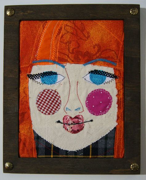 Face Collage, Freehand Machine Embroidery, Landscape Art Quilts, Creative Textiles, Fabric Pictures, Portrait Canvas, Quilted Wall Hangings, Sewing Art, Small Quilts