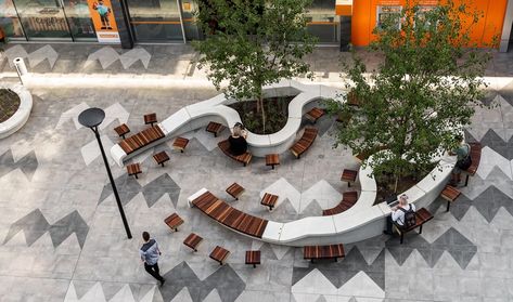 Raine Square | REALMstudios Landscape Plaza, Landscape Architecture Plan, Plaza Design, Urban Landscape Design, Public Seating, Public Realm, Landscape Design Plans, Landscape Architecture Design, Urban Furniture