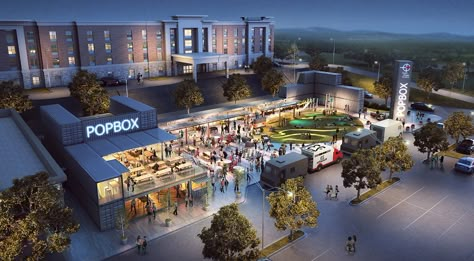 Mall Concept, Container Mall, Shipping Container Restaurant, Container Park, Food Court Design, Food Truck Park, Box Park, Plaza Design, Container Restaurant