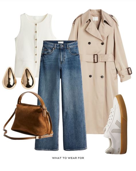 Cream Trench Coat Outfit, Beige Trench Coat Outfit, Cream Trench Coat, Cream Vest, Outfits Formal, Jeans Winter, Outfit For Fall, Beige Trench Coat, Clothing Optional