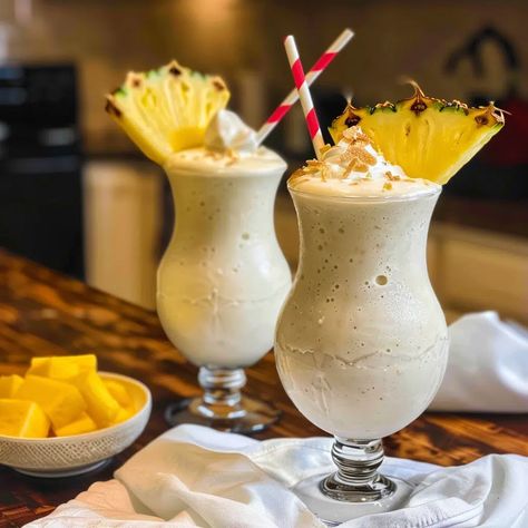 Pina Colada Milkshakes Recipe - Pina Colada Milkshake Recipe, Creamy Pina Colada, Pina Colada Recipe, Recipes With Whipping Cream, Tropical Twist, Milkshake Recipes, Desserts Menu, Pineapple Coconut, Milkshakes