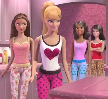 Barbie Life In The Dream House Outfits, Barbie Friend Group, Barbie Characters Outfits, Group Of 4 Cartoon Characters, Group Of 4 Cartoon, Barbie Life In The Dreamhouse Outfits, Raquelle Barbie Outfits, Barbie And Her Friends, Sleepover Outfit