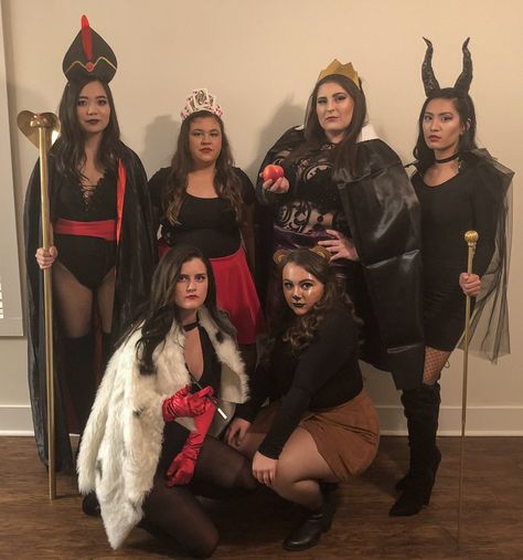 Disney Villain Group Costume, Disney Villains Group Costume, Hero's Vs Villains Spirit Week, Disney Villain Costumes Group, Villains Group Costume, Hero Vs Villian Spirit Week, Disney Villains Halloween, Heroes And Villains Costumes, Disney Villain Costumes