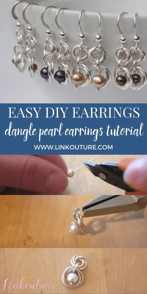 Making Earrings Diy Simple, Making Dangle Earrings, Dangle Bead Earrings Diy, Diy Dangle Earrings Tutorials, Beaded Earing Diy, Easy To Make Earrings, How To Make Wire Earrings, Simple Beaded Earrings Diy, Easy Earrings To Make