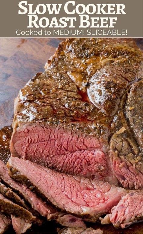 Slow Cooker Roast Beef (Sliceable!) - Dinner, then Dessert Roast Beef In Slow Cooker, Beef In Slow Cooker, Slow Cooker Roast Beef, Keto Carnivore, Slow Cooker Recipes Beef, Slow Cooker Roast, Crockpot Roast, Roast Beef Recipes, Round Roast