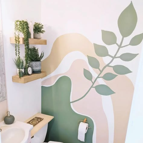 Paneling Wallpaper, Bathroom Wall Ideas, Wall Painting Ideas Creative, Bathroom Wall Mural, Bathroom Mural, Wall Painting Ideas, Wall Murals Diy, Diy Mural, Creative Wall Painting