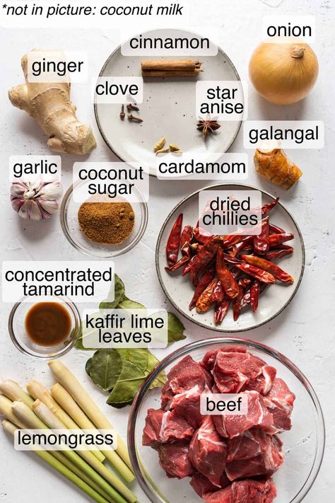 Beef Rendang - El Mundo Eats Indonesian Beef Recipes, Lamb Rendang Recipe, Beef Rendang Recipe Malaysia, Indonesian Beef Rendang, Rendang Recipe, Beef Rendang Recipe, Beef Rendang, Dry Curry, Malaysian Recipes