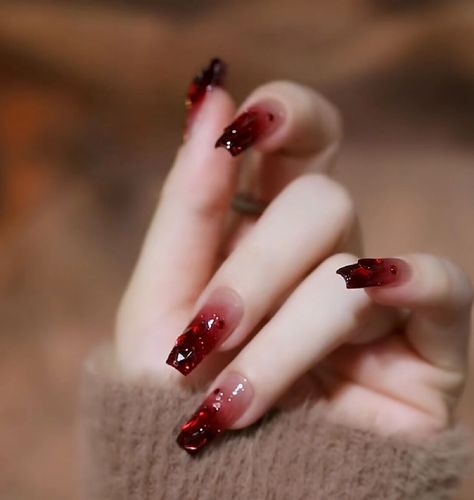 How To Strengthen Nails, Cute Red Nails, Strengthen Nails, Red Ombre Nails, Nails Healthy, Red Gel Nails, Asian Nails, Cherry Nails, Korean Nails