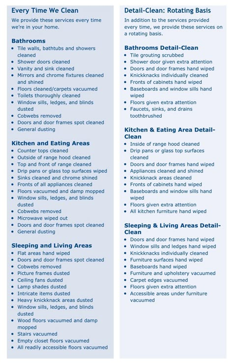 Professional Cleaning Company's "Rotating Cleaning Schedule" for regular cliental. http://www.thecleaningauthority.com/CleaningSystem.aspx House Cleaning Checklist Printable, Cleaning Checklist Printable, Professional House Cleaning, House Cleaning Checklist, Cleaning List, Weekly Cleaning, Cleaning Companies, House Cleaning Services, Cleaning Business