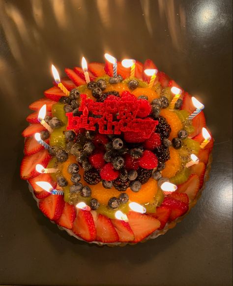 Fruit Tart Birthday Cake, Fruit Tart Cake, Fruit Birthday Cake, 26 Birthday, Tart Cake, Fruit Birthday, Candle Tart, 27th Birthday, 26th Birthday