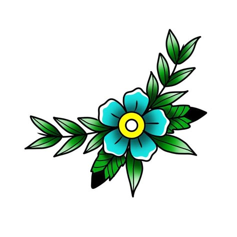 Old Style Flower Tattoo, Neo Traditional Flash Tattoo, Old School Flower Tattoo, Classic Style Tattoo, Blue Flower Tattoo, Tropical Flower Tattoos, Painting Clothing, Men Flower Tattoo, King Bob