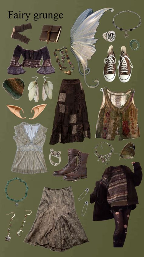 Nature Grunge Aesthetic Outfit, Earth Grunge Aesthetic, Fairy Grunge Winter Outfits, Cottagecore Grunge Outfits, Naturecore Aesthetic Outfit, Cottagecore Style Guide, Fairy Grunge Outfit Ideas, Fairygrunge Outfits, Grunge Cottagecore Aesthetic