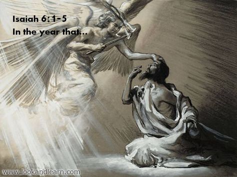 6 In the year that King Uzziah died I saw the Lord sitting upon a throne, high and lifted up; and the train[a] of his robe filled the temple. 2 Above him stood the seraphim. Each had six wings: with two he covered his face, and with two he covered his feet, and with two he flew. 3 And one called to another and said:  “Holy, holy, holy is the Lord of hosts; the whole earth is full of his glory!”[b]  4 And the foundations of the thresholds shook at the voice of him who called, and the house was fi Isaiah 4, Types Of Angels, Seraph Angel, Angels Touch, Book Of Isaiah, Isaiah 6, Lord Of Hosts, Psalm 91, Holy Ghost