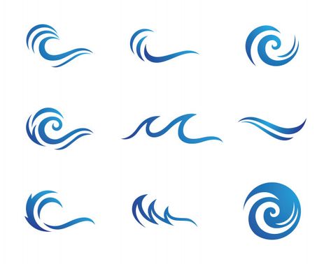 Water wave logo template Premium Vector | Free Vector #Freepik #vector #freelogo #freeabstract #freewater #freedesign Wind Logo, Air Symbol, Waves Symbol, Peacock Logo, Sea Logo, Surf Vintage, Wave Logo, Waves Vector, Circular Logo