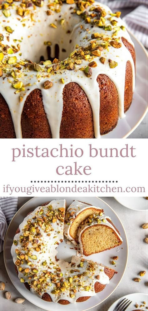 Pistachio Bundt Cake, Pistachio Cake Recipe, Pretzel Bites Recipes, Dessert From Scratch, Cake From Scratch, Glaze For Cake, Bundt Cake Recipe, Moist Cake, Pistachio Cake