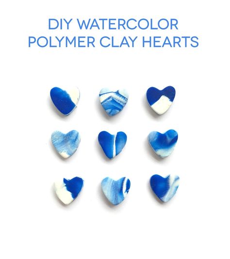 Polymer Clay Hearts, Clay Hearts, Diy Jewelry Tutorials, Polymer Clay Diy, Polymer Clay Jewelry Diy, Polymer Crafts, Diy Watercolor, Clay Jewelry Diy, Polymer Clay Projects