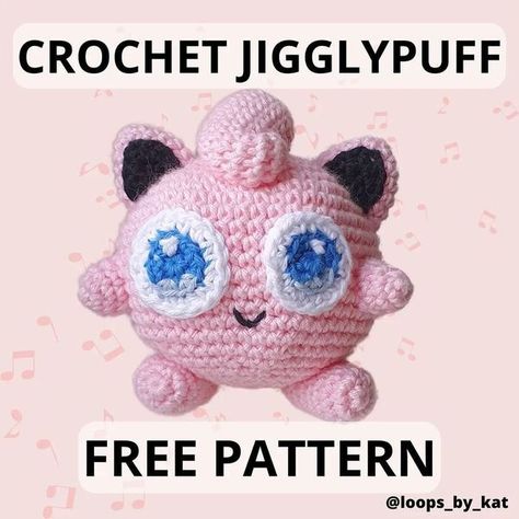 Jigglypuff Crochet Pattern Free, Crochet Jigglypuff, Pokemon Jigglypuff, Disney Crochet, Pokemon Crochet, Disney Crochet Patterns, Crochet Pokemon, Crochet Geek, Boo Basket