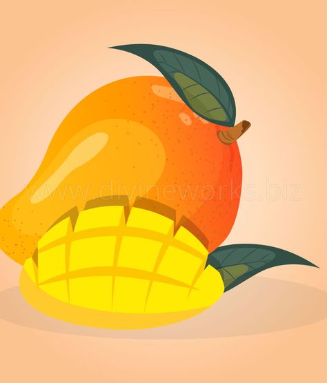 Mango Illustrations Design, Mango Graphic Design, Mango Fruit Drawing, Mango Drawings, Mango Illustrations, Fruit Illustration Art, Mango Drawing, Free Adobe Illustrator, Mango Vector