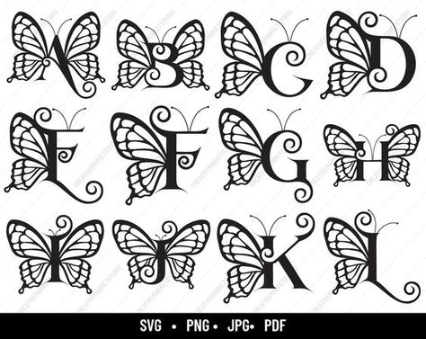 Butterfly Monogram SVG Alphabet | Butterfly Alphabet Monogram | Monogram Font | Monogram Svg Font | Monogram Alphabet Svg bundle Font fonts #font #fonts 6.420 Butterfly Monogram, Numbers Tattoo, Butterfly Alphabet, Monogramm Alphabet, Alphabet Monogram, Lettering Styles Alphabet, Alphabet A, Alphabet Stencils, Alphabet Clipart