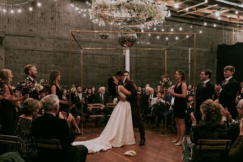 An Alternative and Industrial Warehouse Wedding at Jam Handy in Detroit, Michigan Wedding Roles, Wedding Planner App, Honeymoon Style, Warehouse Wedding, Industrial Warehouse, Wedding Activities, Wedding Proposals, Unique Venues, Tiered Wedding Cake