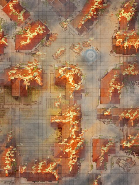 🏠️🔥 Burning City Battlemap, Street Battlemap, City Battlemap, Burning House, Burning City, Forest Map, Fantasy City Map, Dnd World Map, Map Pictures