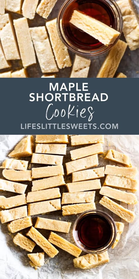 Experience the perfect balance of flavors with these Maple Shortbread Cookies. Rich butter and pure maple syrup come together for a delightfully sweet treat. #mapleshortbreadcookies #LifesLittleSweets #shortbread #maplesyrup