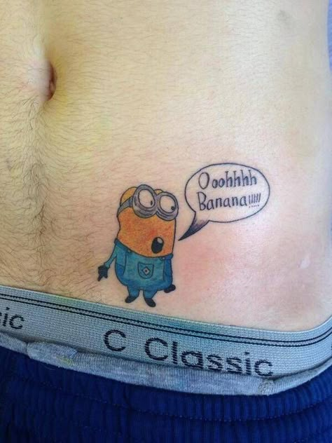 Funny Tattoo Ideas, Funny Small Tattoos, Minion Tattoo, Tattoo Memes, Funny Tattoo, Italian Tattoos, Pumpkin Tattoo, Tattoos Infinity, Tattoos Mandala