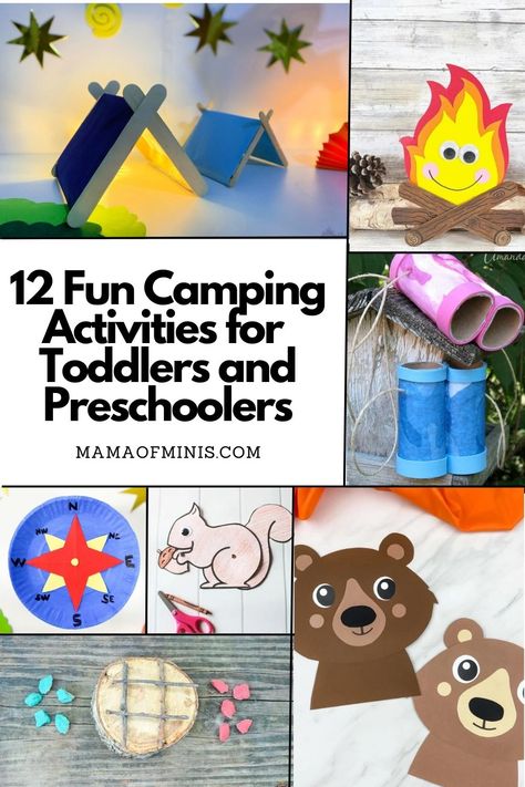 12 fun camping activities for toddlers and preschoolers Camping For Toddlers Activities, Easy Camping Crafts For Kids, Camp Crafts For Toddlers, Camping Activities For Preschool Crafts For Preschoolers, C Is For Camping, Camping Activities For Preschoolers, Camping Activities For Toddlers Daycare, Camping Theme For Toddlers, Toddler Camping Theme