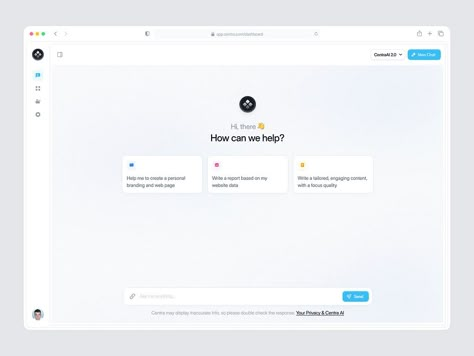 Centra - Chat AI Dashboard by Rizki AR Khomaini for Uxerflow on Dribbble Chat Web Design, Chatting Ui, Search Ui Design, Chat Ui Design, Dashboard Design Ui, Search Ui, Dashboard Ui Design, Web Dashboard, Graphisme Design