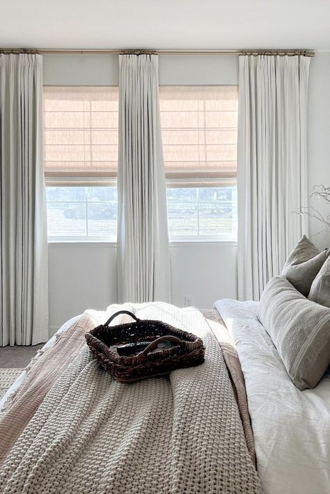 Having trouble sleeping? 😴 Room-darkening window treatments can help! By adding a room-darkening liner, you eliminate unwanted light and distractions and increase your privacy. Interested in opening your Shades and Drapery from the comfort of your bed? Add motorization for a smart home upgrade! You can learn more during your free design consultation, where we come to you, and there is no obligation to buy. A local 3 Day Blinds design expert will meet you at your convenience. Comment “Book No... Window Treatments Blinds.com, Window Treatments For Sliding Glass Door, Window Treatments For Sliding Doors Mext To Medium Window, Bedroom Window Treatments Blinds.com, Slider Door Window Treatments, Master Bed Inbetween Windows, Bedroom Window Treatments, Blinds For Large Windows Blinds.com, Room Darkening Window Treatments