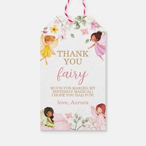 Magical Fairy Floral Birthday Thank You Favor Gift Tags  Zazzle Enchanted Garden Birthday, 1st Birthday Board, Fairy Theme, Princess Theme Birthday, Garden Birthday, Magical Fairy, Floral Birthday, Princess Theme, Fairy Birthday