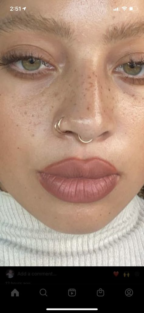 Nose Piercing Middle Of Nose, Multiple Nose Rings, Two Nose Rings On One Side, Multi Nose Piercing, Nose Piercing Double Hoop, Septum Piercing With Double Nose Ring, Double Nose Piercing Same Side Hoop, Pierced Nose Aesthetic, Nose Piercing Combinations