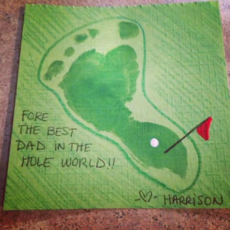 Fathers Day Golf Crafts For Kids, Golf Fathers Day Craft, Golf Handprint Craft, Kids Handprint Gifts, Activity Preschoolers, Fathers Gifts, Golf Artwork, Handmade Father's Day Gifts, Easy Fathers Day Craft