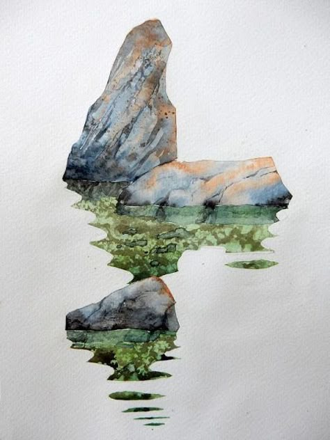 Watercolor Rocks, Stone Watercolor, Watercolor Lesson, Natural Form Art, Seascapes Art, Watercolor Paintings Nature, Landscape Painting Tutorial, Lily Painting, Nature Watercolor