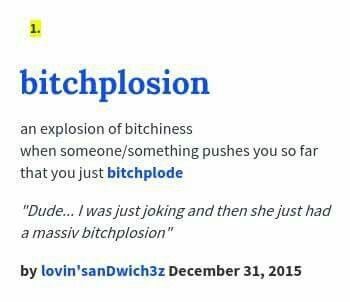 Bitchplosion |  Urban Dictionary Urban Dictionary Definitions, Urban Dictionary Funny, Sms English, Urban Words, Sarcastic Words, Dictionary Words, Funny Definition, Dictionary Definitions, Urban Dictionary