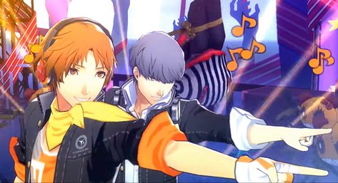 Yosuke And Yu, Persona 4 Dancing, Yosuke Hanamura, Yu Narukami, Bi Flag, Monkey Pictures, Persona 4, Fictional Crushes, Persona 5