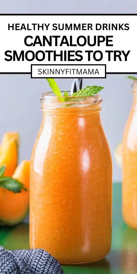 10 Refreshing Cantaloupe Smoothie Recipes To Enjoy This Summer - Skinny Fit Mama Cantelope Sorbet Recipe, Smoothies With Cantaloupe, Cantaloupe Recipes Smoothie, Juicing Recipes With Cantaloupe, Cantaloupe Smoothie Recipe, What To Do With Cantaloupe, Cantaloupe Juice Recipes, Cantaloupe Drink, Garden Preservation