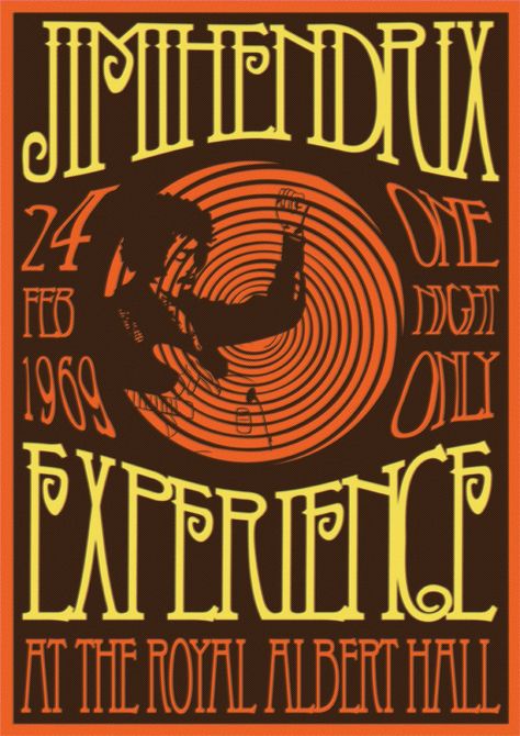 Jimi Hendrix Concert Poster, 70s Concert Posters, Jimi Hendrix Poster, Posters Typography, Velvet Goldmine, Poster Rock, Hippie Posters, Concert Poster Design, Vintage Concert Posters