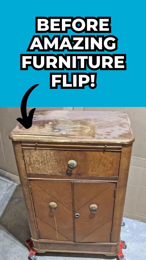 Ever wondered what it's like to turn an old, forgotten piece of furniture into something fabulous? 🤔 Follow us on this journey as we reveal the final transformation of a dusty old nightstand, and get inspired to revamp your own outdated pieces! 🛌✨ How To Redo Old Furniture, Upcycling Furniture Before And After, How To Repurpose Furniture, Nightstand Upcycle Ideas, Witchy Dresser Makeover, Upcycled Side Table Ideas, Rehab Furniture Ideas, Diy Old Dresser Ideas Projects, Refurbished Furniture Before And After