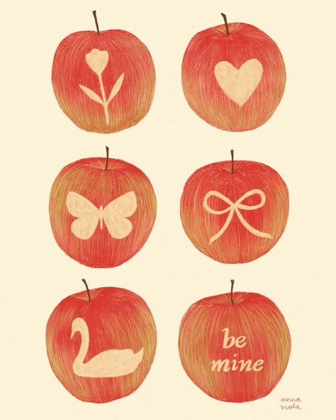 🦢🌹🎀🍎🦋❤️ a little something different than my usual sketches <3 i got inspired to draw apples with cute valentine themed things after… | Instagram Fall Graphic Design Illustration, Two Phone Wallpaper, Picture Of An Apple, Apple Illustration, Mia 3, 로고 디자인, Something Different, Graphic Design Posters, Pretty Art