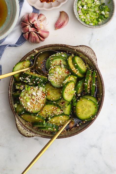 Korean Cucumber Salad (Oi Muchim) Oi Muchim, Japanese Cucumber Salad, Korean Cucumber Salad, Korean Cucumber, Japanese Cucumber, Cucumbers And Onions, Grape Salad, Onion Salad, Cucumber Recipes Salad