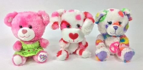 Build A Bear Smallfrys Heart Peace Pink Dog Set of 3 Plush Stuffed Animal 6" #BuildABearWorkshop Build A Bear Smallfrys, Bear Friends, Teddy Bears For Sale, Bear Stuffed Animal, Pink Dog, Build A Bear, Friend Outfits, Teddy Bears, Stuffed Animal